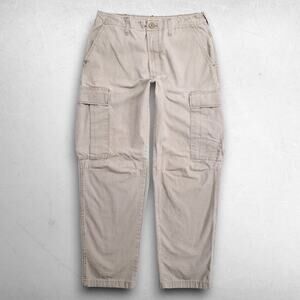 Rattlers Brand Canvas Cargo Pants Pockets 100% Cotton Men 32 Beige Vintage